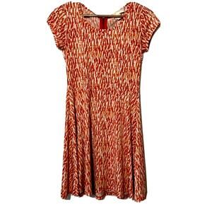 Michael Kors Dress Womens XS Orange & White Patterned Cap Sleeve
